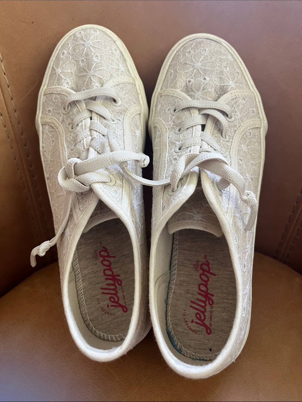 Jellypop Women's Lace-Overlay Sneakers in Cream